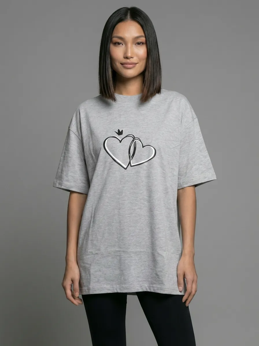 Футболка женская оверсайз MOOD, print HEART