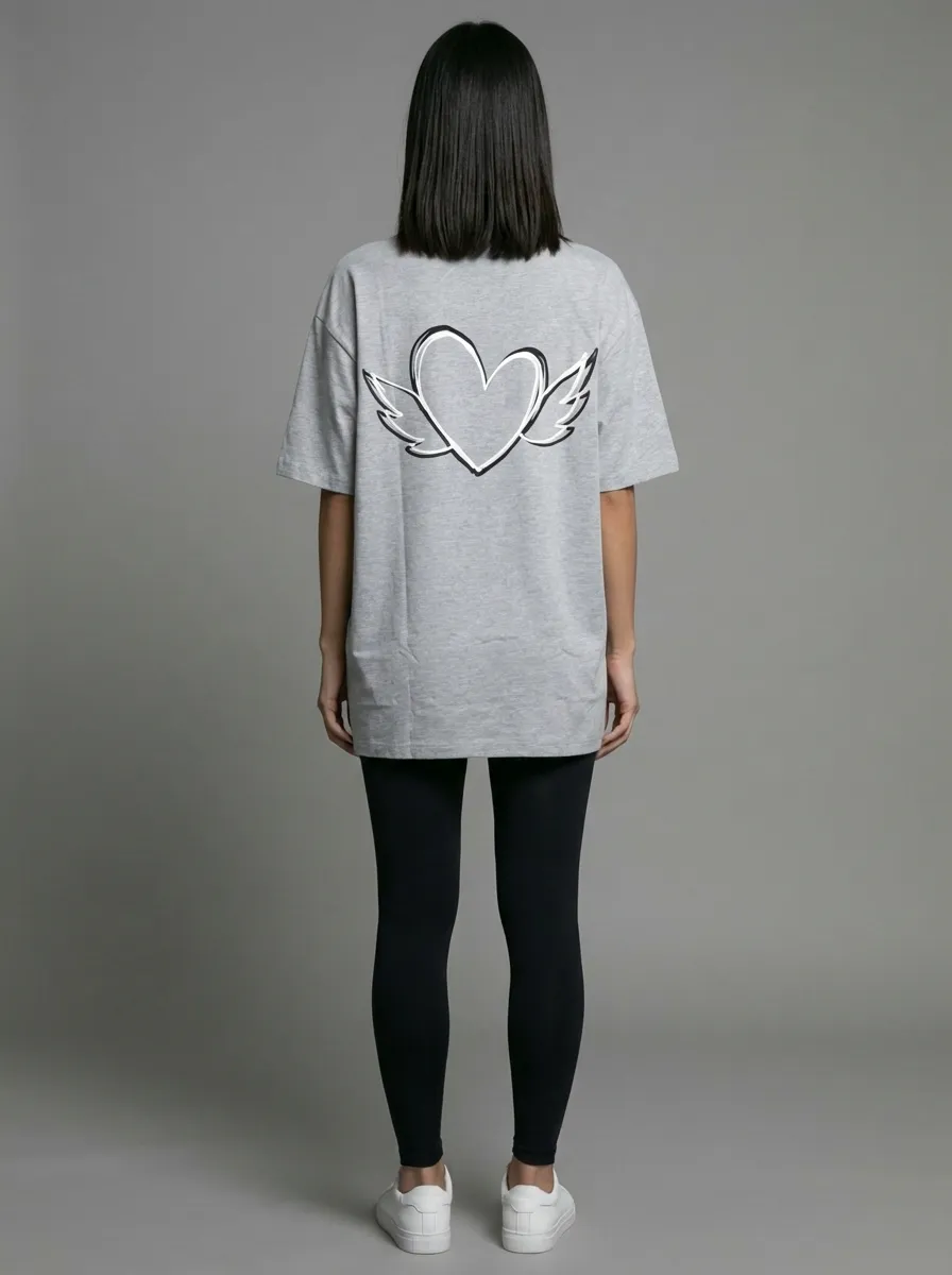 Футболка женская оверсайз MOOD, print HEART