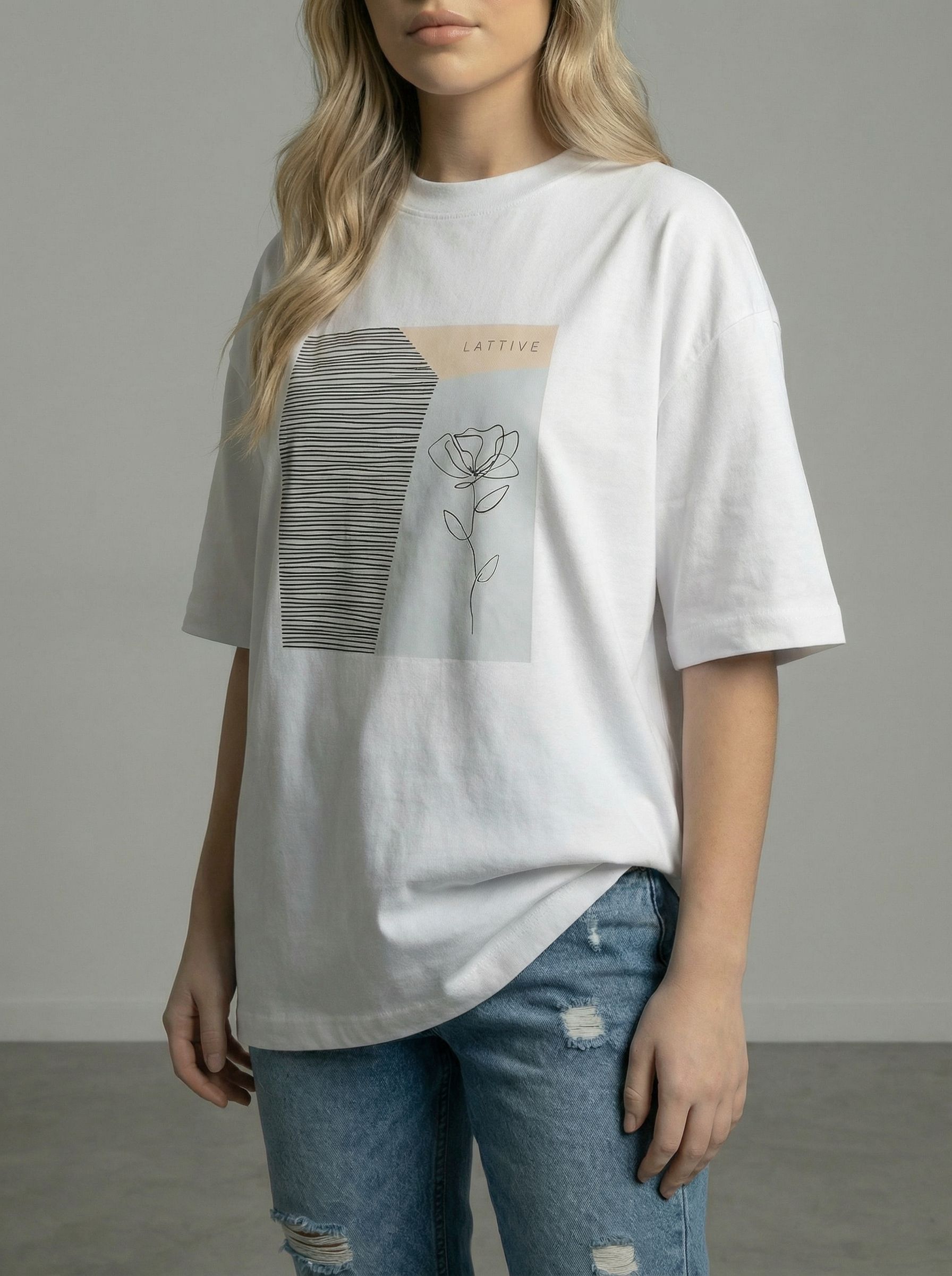 Футболка женская оверсайз MOOD, print LATTIVE flower