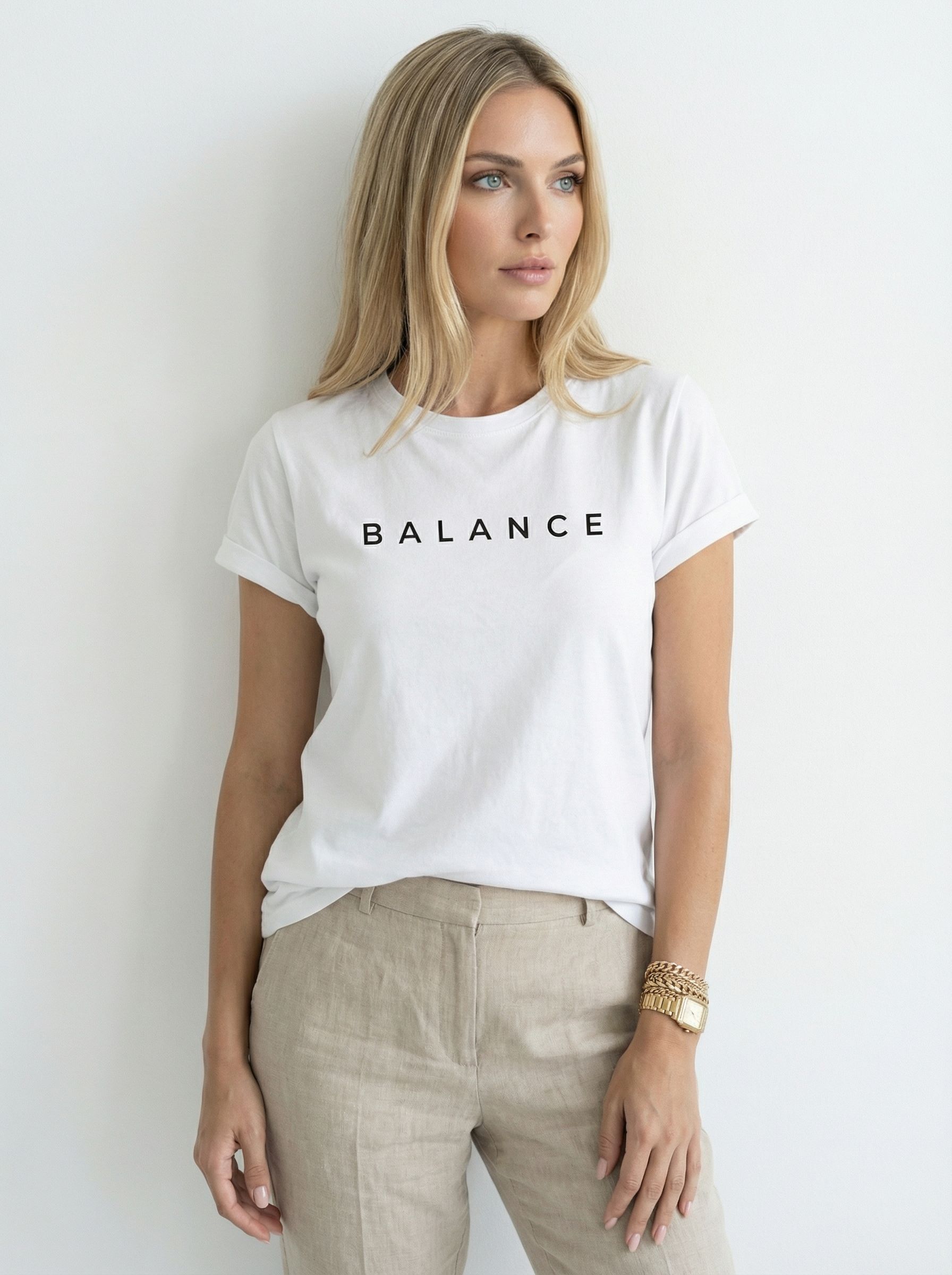 Футболка женская базовая LIME, print BALANCE, р. 44-S