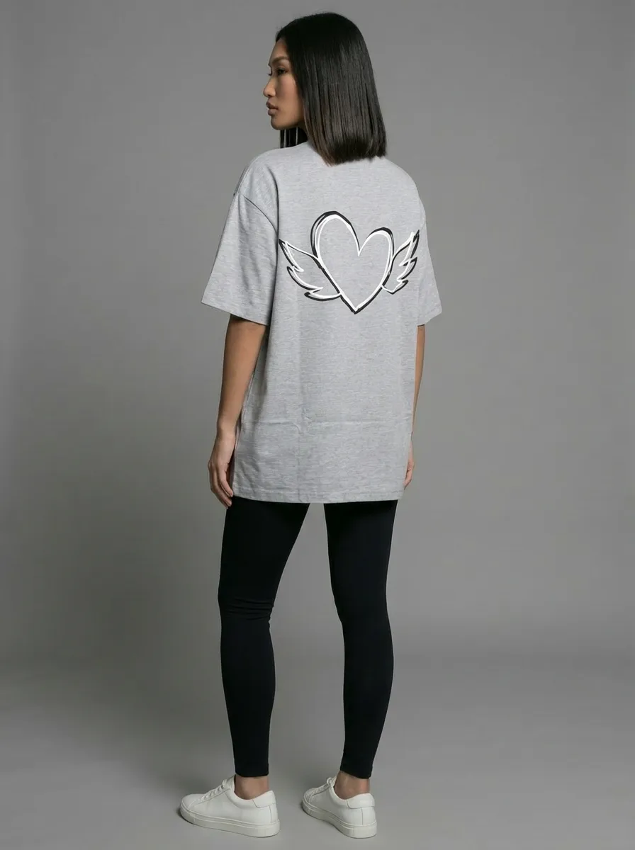 Футболка женская оверсайз MOOD, print HEART