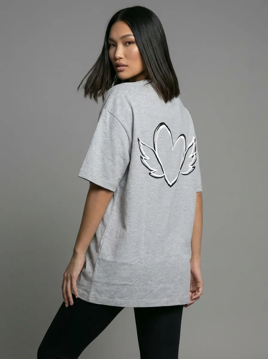 Футболка женская оверсайз MOOD, print HEART, р. 44-S