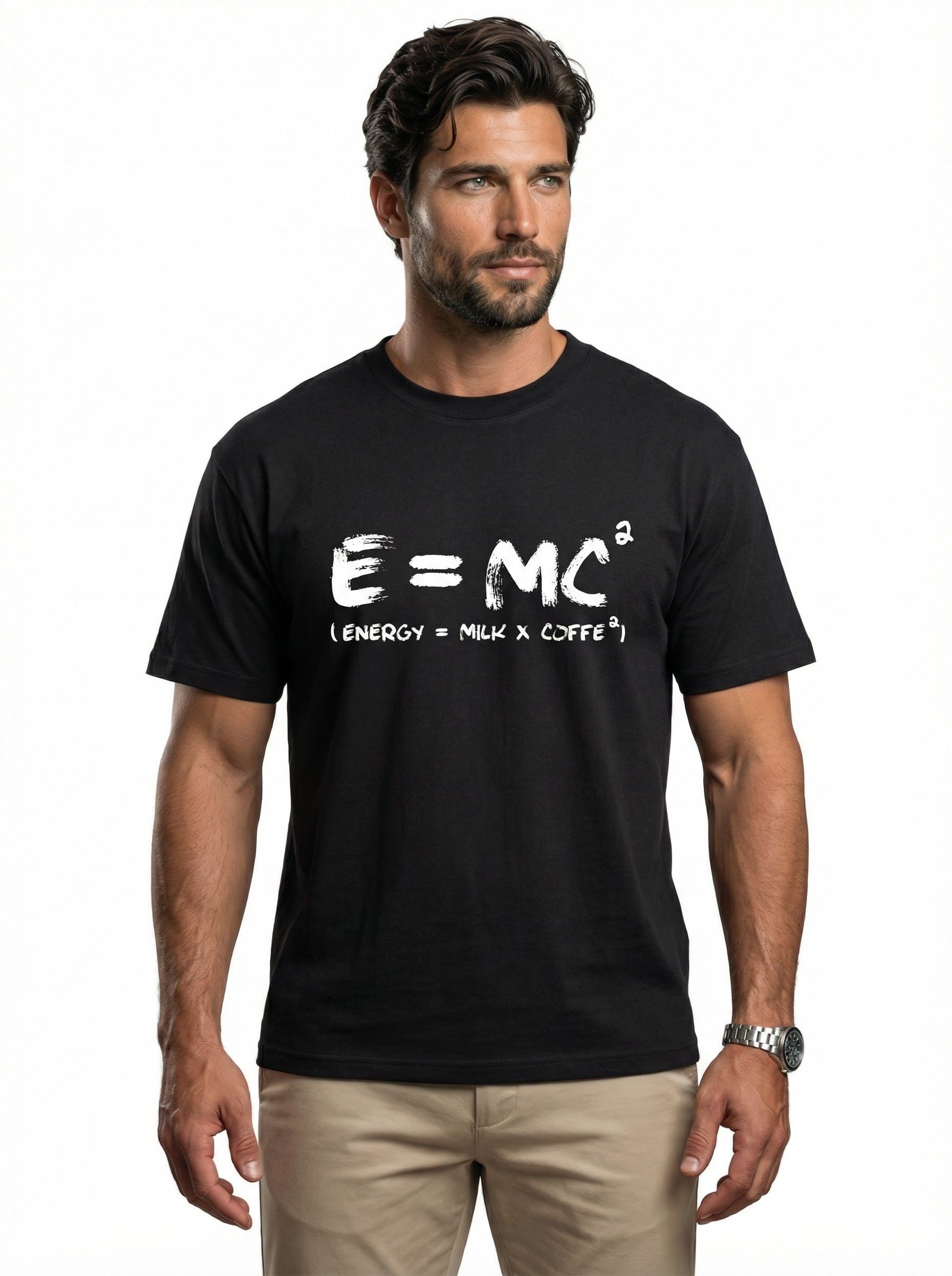 Футболка мужская базовая LIME, print E=MS2, р. 46-S