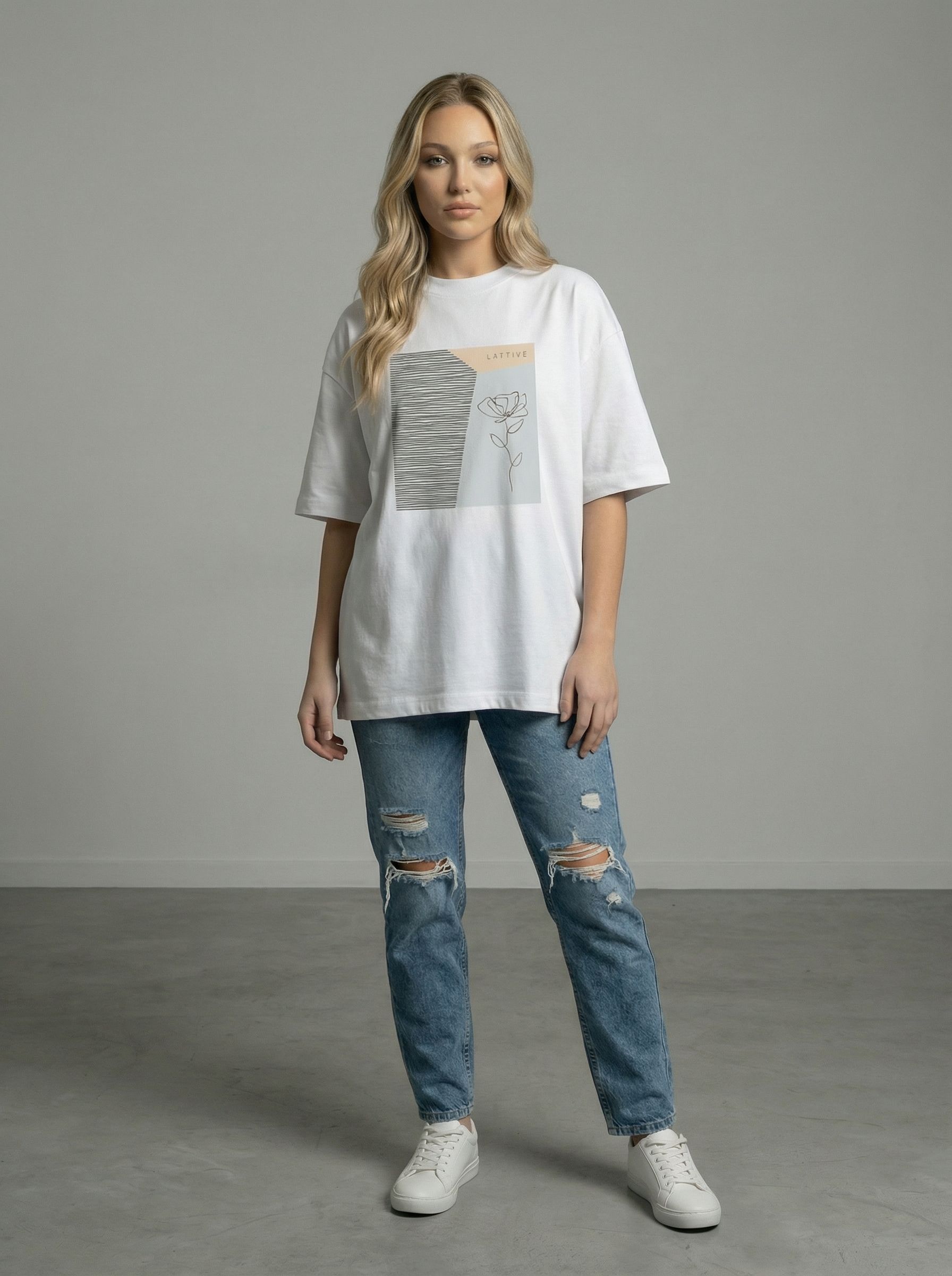 Футболка женская оверсайз MOOD, print LATTIVE flower