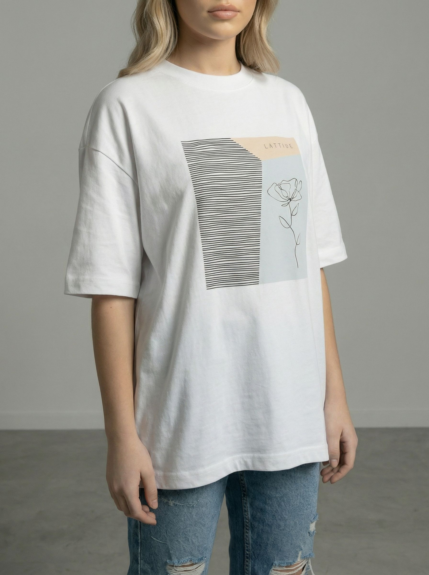 Футболка женская оверсайз MOOD, print LATTIVE flower