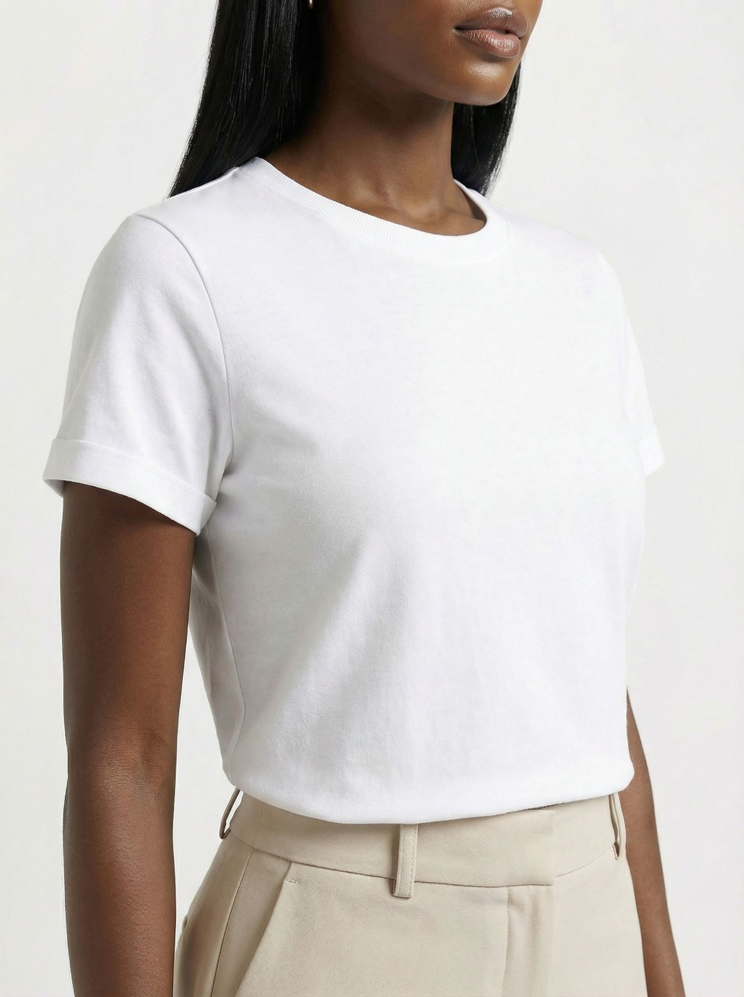 Футболка женская базовая LIME ц. белый, р. 44-S