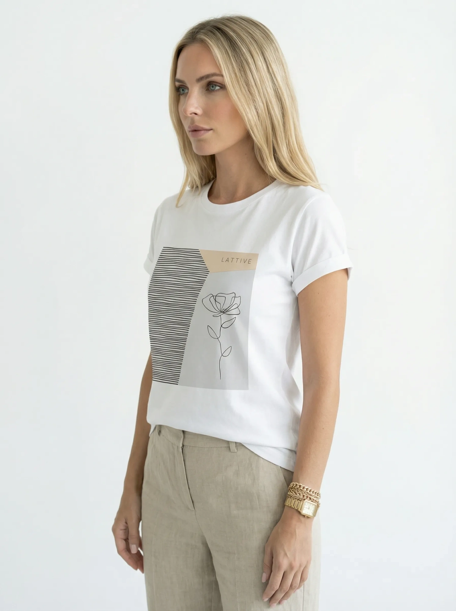 Футболка женская базовая LIME, print LATTIVE flower